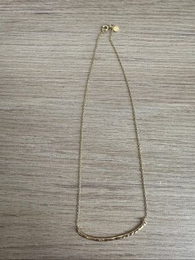 Delicate Gold Curved Bar Necklace - Women Jewelry